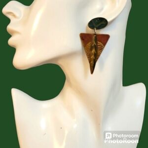 VTG Etched Spirograph Rustic Geometric Nebula Mod Post Earrings